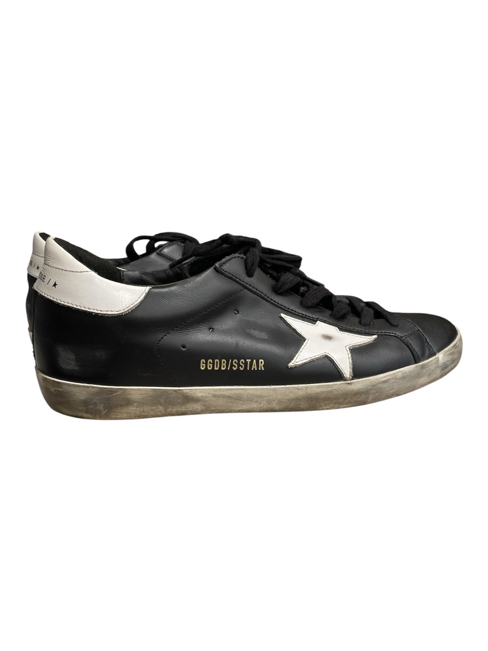 Golden Goose Black Leather Sneakers with White Star